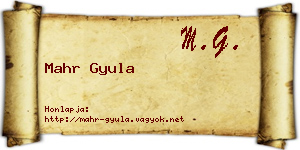 Mahr Gyula névjegykártya