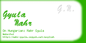gyula mahr business card